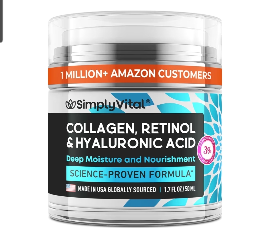 Anti-Aging Face Moisturizer with Retinol, Collagen & Hyaluronic Acid - Made in USA 